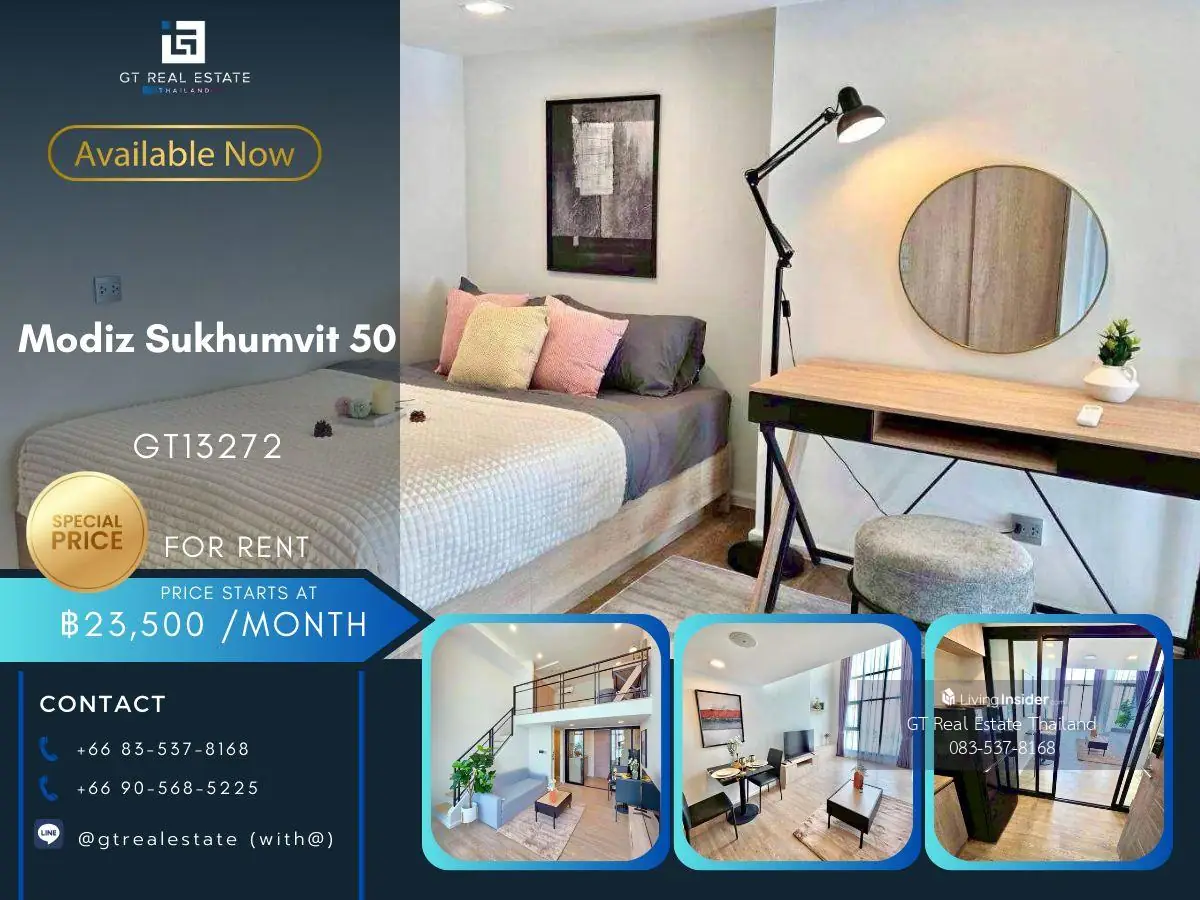 คอนโด Modiz Sukhumvit 50 เดินทางสะดวก ใกล้รถไฟฟ้าบีทีเอส มีรถรับส่ง เฟอร์นิเจอร์ครบ พร้อมอยู่ทันที