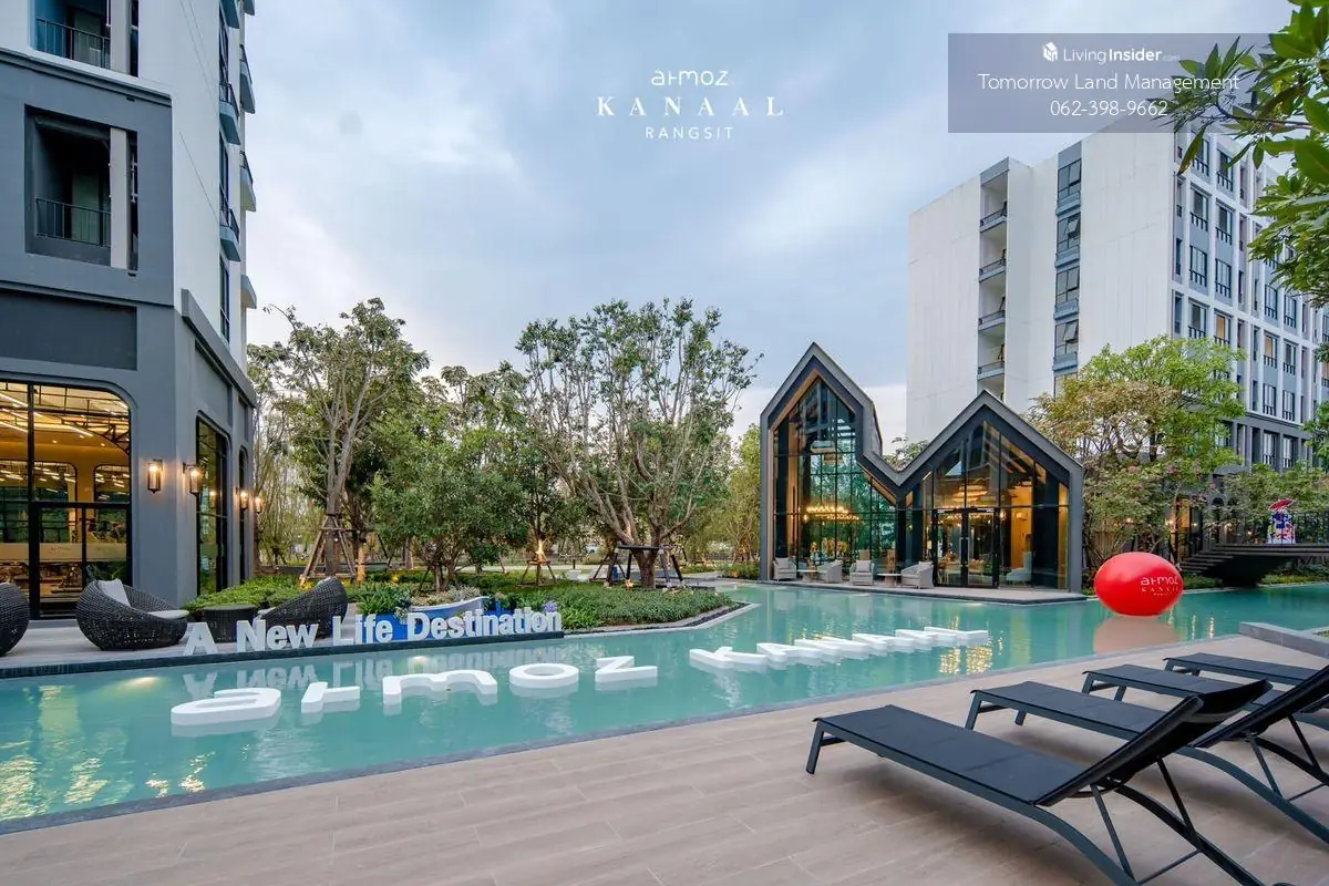 คอนโดใหม่ใกล้ม.รังสิต Atmoz Kanaal Rangsit (แอทโมซ คาแนล รังสิต) ฟรีดาว์น ผ่อนถูกเพียง 6,xxx เฟอร์ครบ พร้อมเข้าอยู่ ส่วนกลางจัดเต็ม