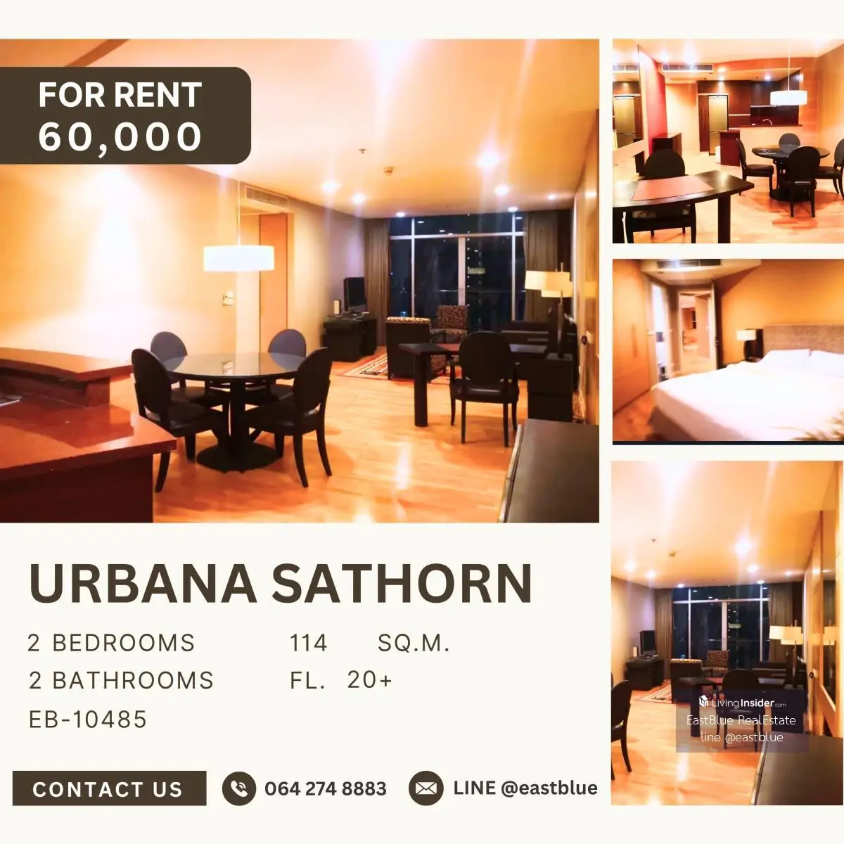 Urbana Sathorn, 2 bed, 60000 per month
