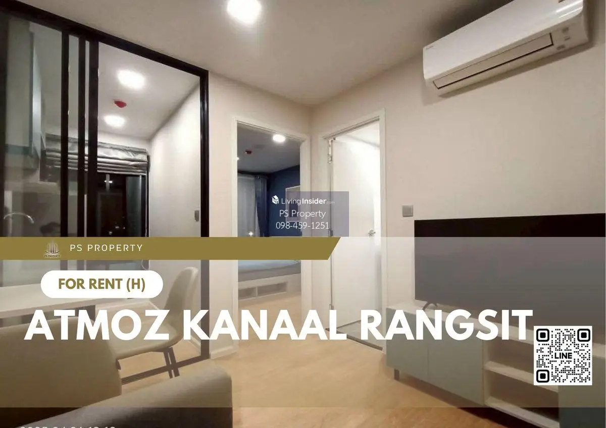 ให้เช่า 📍 Atmoz Kanaal Rangsit 📍 เฟอร์นิเจอร์ และ เครื่องใช้ไฟฟ้าครบ ใกล้ SRT สถานีรังสิต