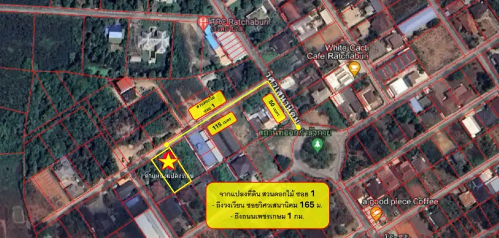 ขายที่ดิน เนื้อที่ 203.5 ตร.ว ถนนเพชรเกษม ซอยวิศวะเสนานิคม ต.ดอนตะโก อำเภอเมืองราชบุรี จ.ราชบุรี ติดถนนคอนกรีตสาธารณะกว้าง 6 เมตร เดินทางสะดวก เข้าออกได้หลายทาง ใกล้ถนนเพชรเกษม และถนนเลี่ยงเมือง 2