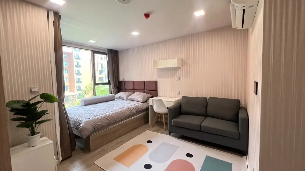 ให้เช่าKave Town colony ใกล้ม.กรุงเทพ ตึก C  ชั้น 4  วิวด้านใน ห้องใหม่ เฟอร์ครบ 12,000 บาท