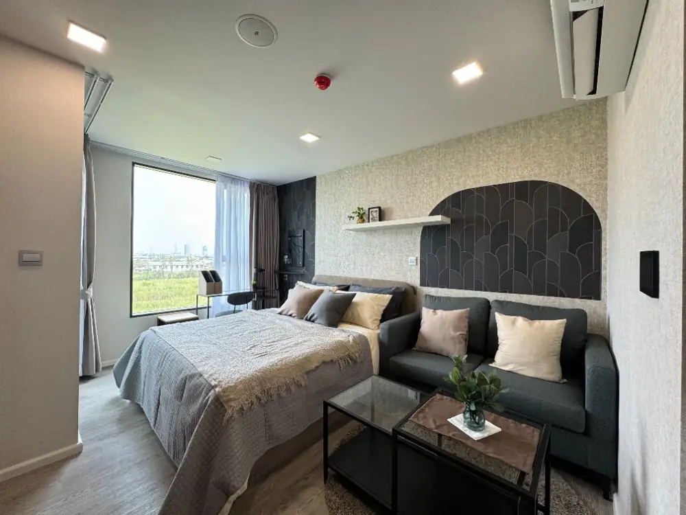 ให้เช่าKave Town colony ใกล้ม.กรุงเทพ ตึก B ชั้น 7 วิวด้านนอก ห้องใหม่ เฟอร์ครบ  11,000 บาท