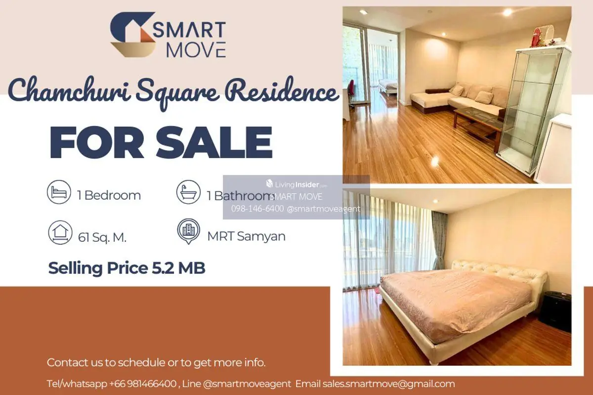 🔥 สำหรับขาย !!🔥 Code C20250500013..........Chamchuri Square Residence, 1 ห้องนอน, 1 ห้องน้ำ, วิวเมือง, แต่งครบ, ราคาพิเศษ!!📣📣