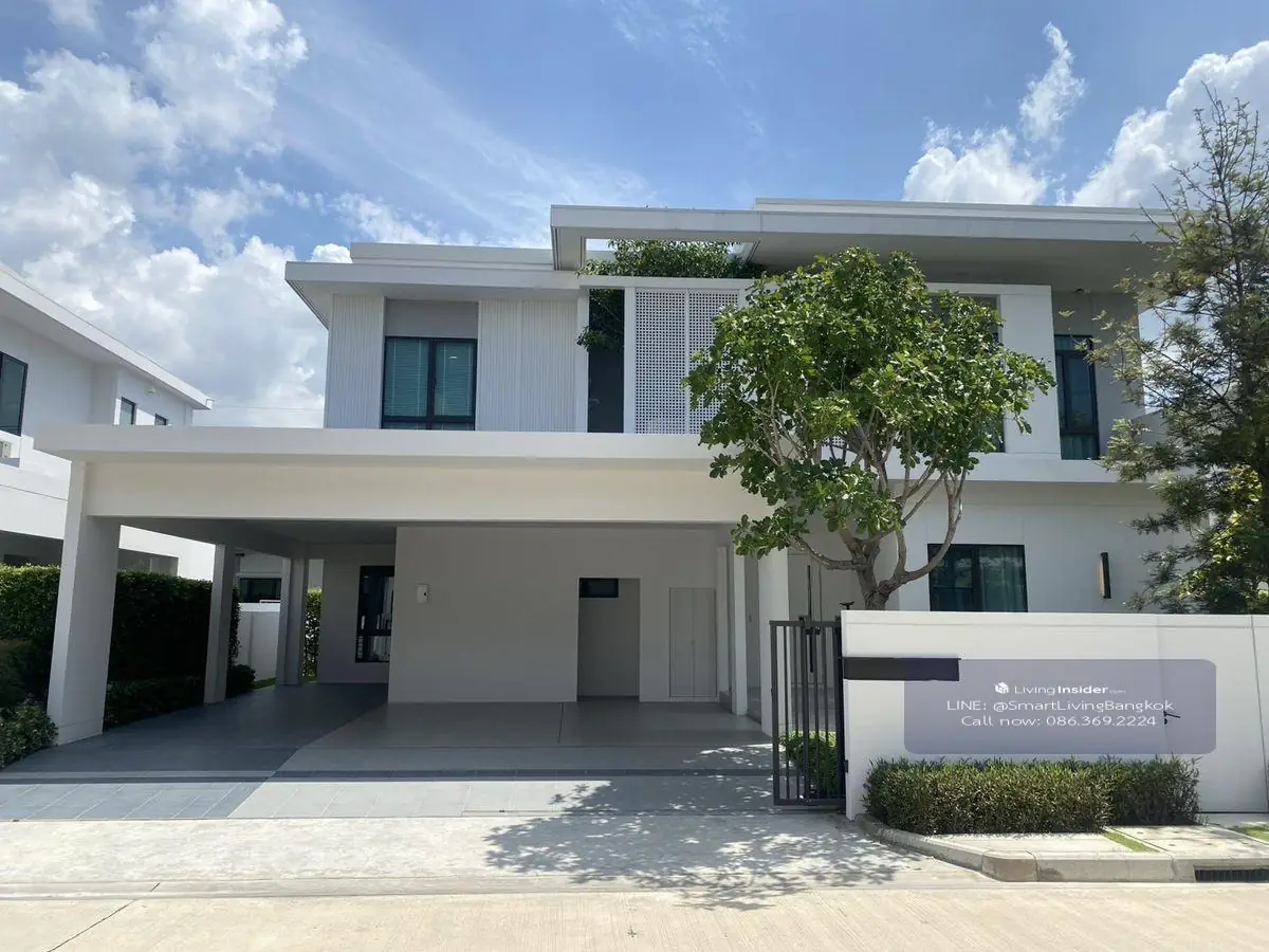 🏡 บ้านเดี่ยวหรู 2 ชั้นให้เช่า @Manthana Bangna กม.15 — 4 ห้องนอน 5 ห้องน้ำ พร้อมเฟอร์นิเจอร์ ห้องแม่บ้าน และที่จอดรถ 3 คัน ใกล้เมกาบางนา สนามบินสุวรรณภูมิ เดินทางสะดวก