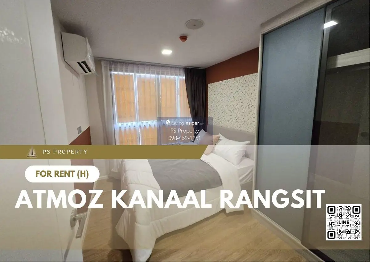 ให้เช่า 💫 Atmoz Kanaal Rangsit 💫 เฟอร์นิเจอร์ และ เครื่องใช้ไฟฟ้าครบ ใกล้ SRT สถานีรังสิต